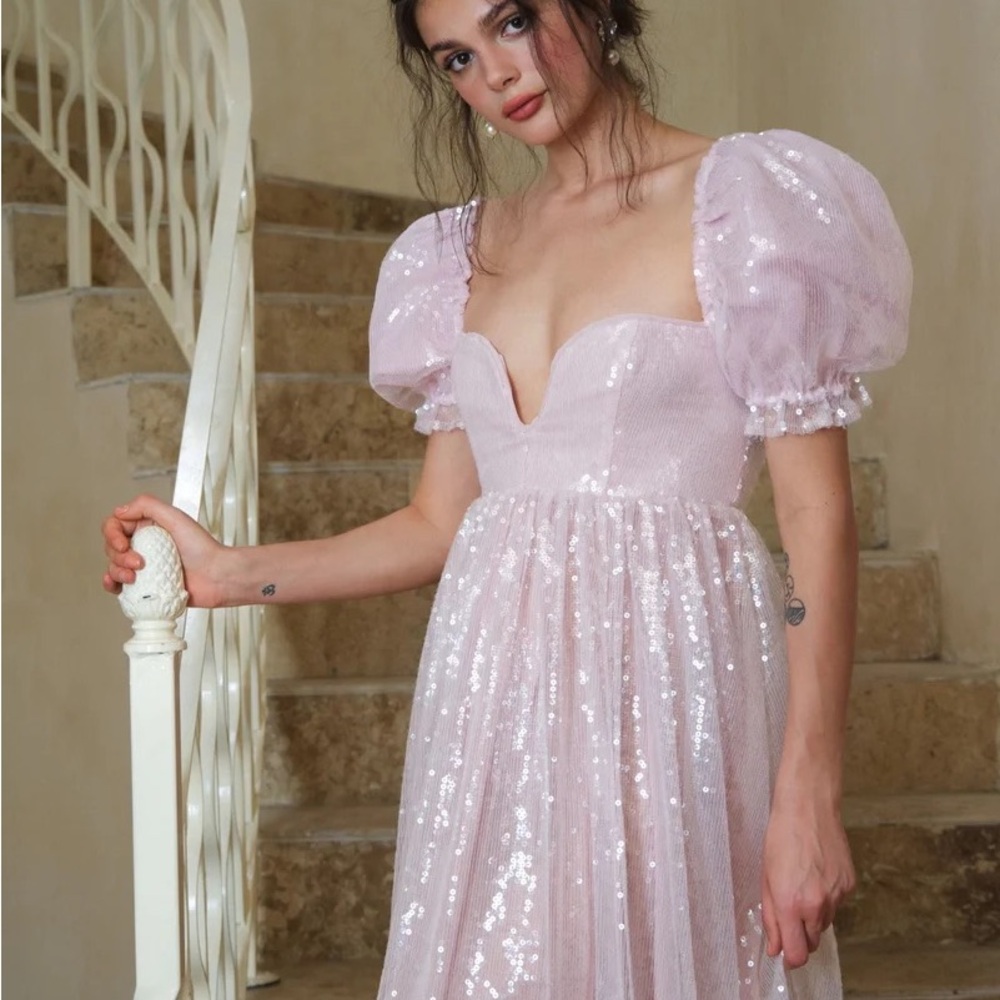 Maison amory The Fairydust Maxi in Iridescent Pink
